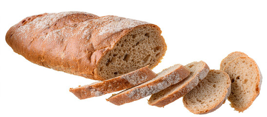Cut brown grain rye bread isolated