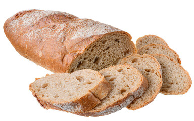 Cut brown grain rye bread isolated
