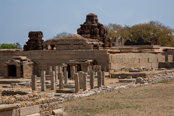 A view of Hampi ruins in bright a day light