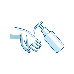 Washing hand with sanitizer liquid Health vector icon