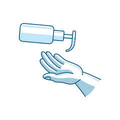 Washing hand with sanitizer liquid soap vector icon Cleaning