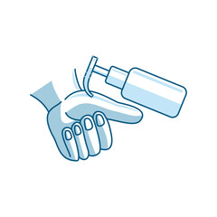Washing hand with sanitizer liquid soap vector icon Hygiene