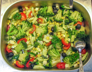 Russian A salad tray at Russian cuisine canteencuisine canteen