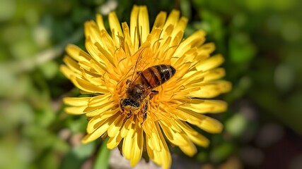 bee on a dandelion