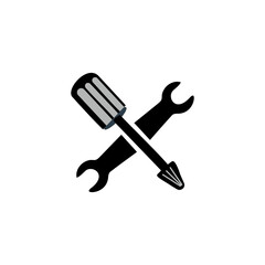 Wrench and screwdriver. Tools icon isolated on white background