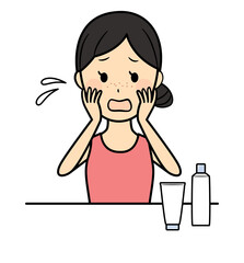 illustration of lady and skin care