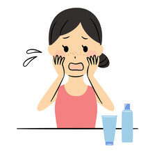 illustration of lady and skin care