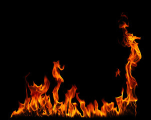 Fire flames black background