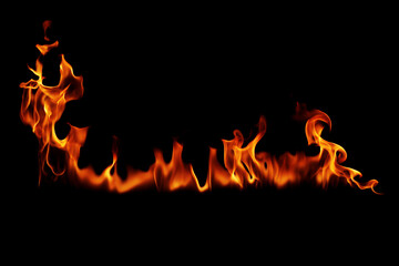 Fire flames on a black background