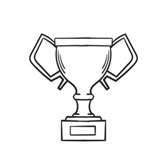 hand drawn doodle winner trophy illustration icon vector isolated