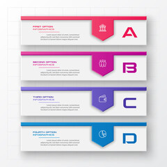 Business infographics template 4 steps rectangle,Vector illustration.