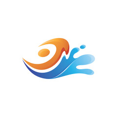 Abstract Swimmer Swim Sport and Water Splash Logo Concept