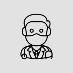 Vector Illustration of A Doctor Icon | Vector Line Icon | Covid Avatars Vector Icon | Single Vector Icon
