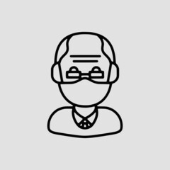 Vector Illustration of A Old Man Icon | Vector Line Icon | Covid Avatars Vector Icon | Single Vector Icon