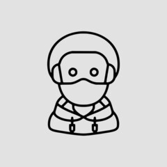 Vector Illustration of A Young Man Icon | Vector Line Icon | Covid Avatars Vector Icon | Single Vector Icon