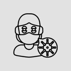 Vector Illustration of A Old lady Corona Massage Icon | Vector Line Icon | Covid Avatars Vector Icon | Single Vector Icon