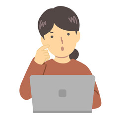 赤い服の女性/悩む