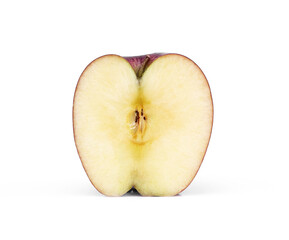 Red apple isolated on white. Half of red apple.