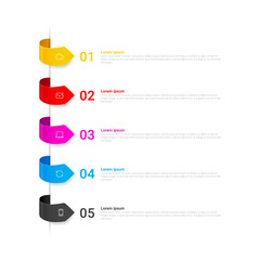 Infographics design vector and marketing icons with 5 options, steps or processes. Can be used for annual report, flow charts, diagram, presentations, web sites.