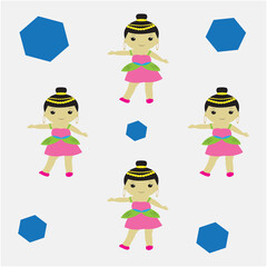 Unique cute doll colorful vector design icon