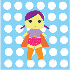 Unique cute doll colorful vector design icon