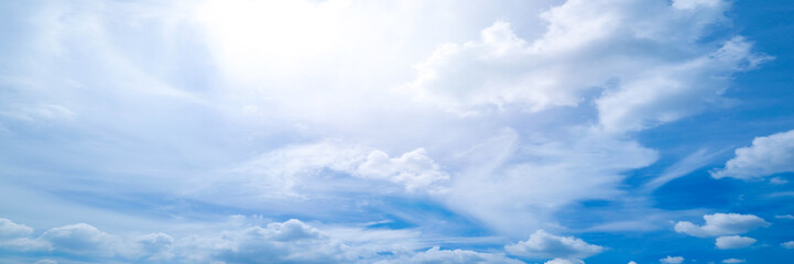Beautiful blue sky cloudsfor background. Panorama of sky.