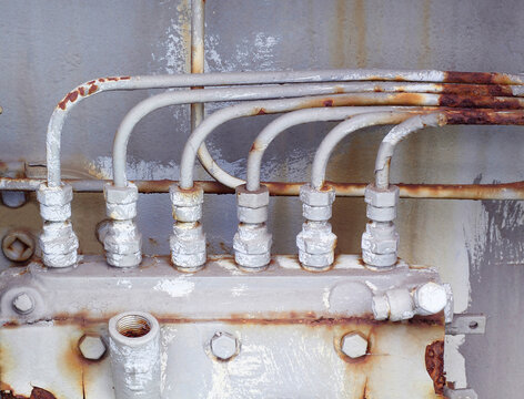 Close-up Of Old Steam Trap Valve On Pipe Connection