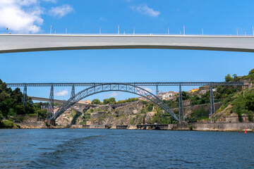 Porto, Oporto , water view with bridges. Old city, architecture, cityscape. City tour 7 bridges