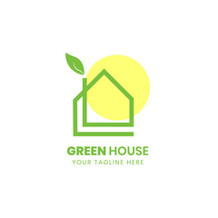 Green House Logo Leave Icon