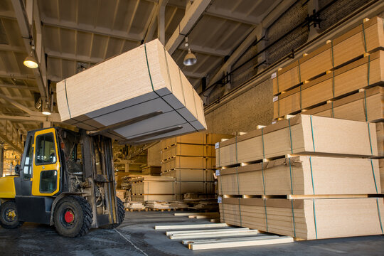 forklift load panels on furniture plant