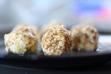 Labane yogurt cheese balls Close up