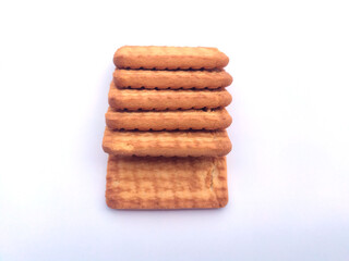 sweet fresh bake healthy brown biscuit isolated on white background