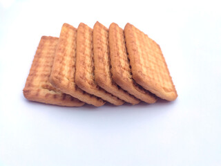 sweet fresh bake healthy brown biscuit isolated on white background