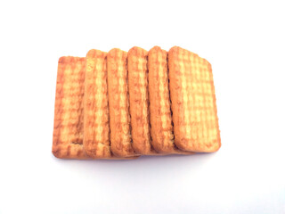 sweet fresh bake healthy brown biscuit isolated on white background