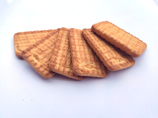 sweet fresh bake healthy brown biscuit isolated on white background