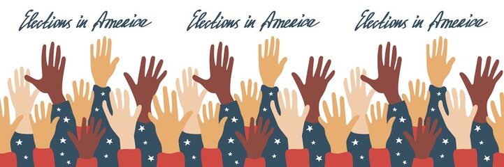 Fototapeta premium USA vote 2020. Elections in America. Voting for the president of America. American Flag 4th july American Elections seamless pattern, United States
