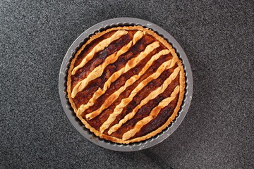 Freshly baked pie. Making Shoofly Tart Series.