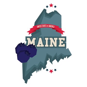 Maine State With Blueberries