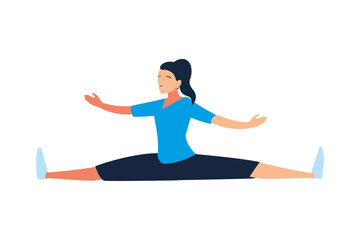 Fototapeta premium woman doing stretching exercises at home