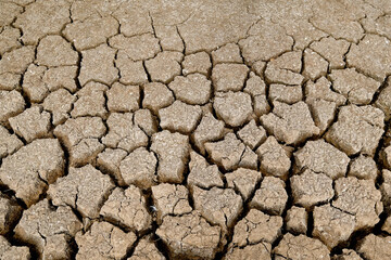 Brown soil surface is cracked. Global warming concept. Cracked earth texture.