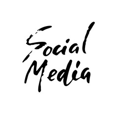 Social media. Calligraphy banner. Modern dry brush lettering. Vector illustration.