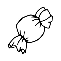 Hand drawn vector cute candy caramel. Doodle style. Black outline isolated on white. Design for greeting cards, scrapbooking, textile, wrapping paper, cafe or restaurant menu, food infographic.