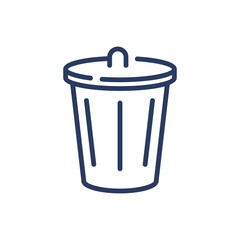Dustbin thin line icon. Dumpster, wastebasket, trash bin isolated outline sign. Household, cleaning service, domestic work concept. Vector illustration symbol element for web design and apps