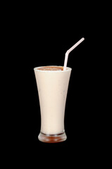 Milk Shake With Straw on Black Background