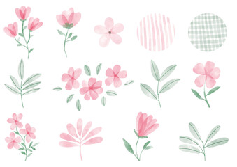 ピンクの花_イラスト_水彩