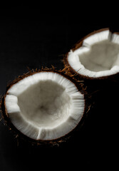 Coconut on tha blacl background