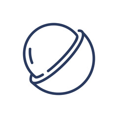 Macadamia thin line icon. Open shell, half, vegetarian product isolated outline sign. Natural ingredient or organic food concept. Vector illustration symbol element for web design and apps