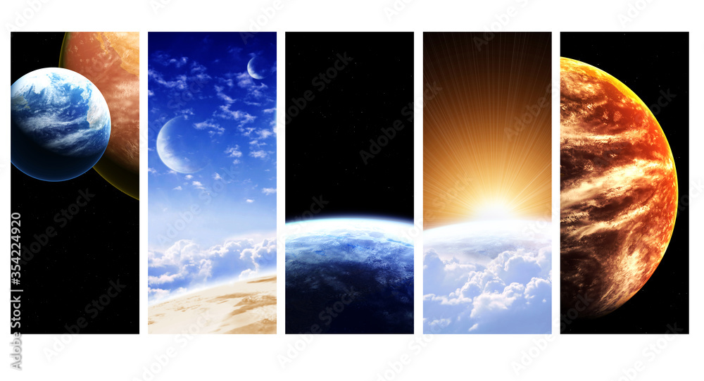 Wall mural collection of space banners