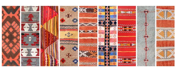 Keuken spatwand met foto Set of banners with textures of berber traditional wool carpets © frenta