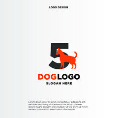Initial Letter 5 Dog Logo And Icon Name Dog Design Vector.